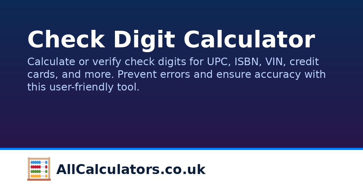 Check Digit Calculator | AllCalculators.co.uk
