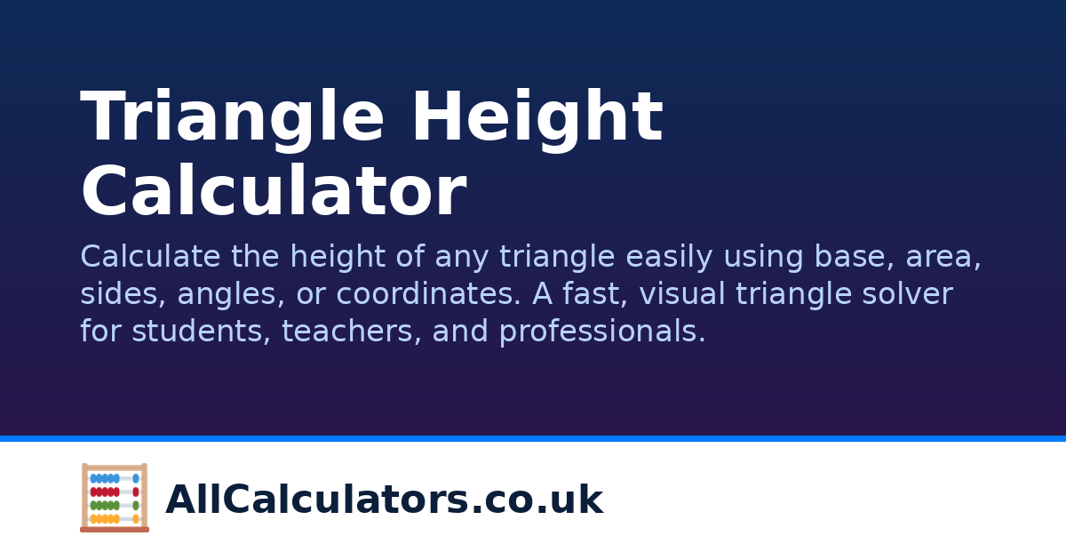 Triangle Eight Triangle Height Calculator | AllCalculators.co.uk