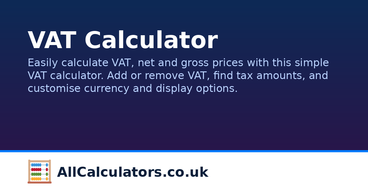 VAT Calculator | AllCalculators.co.uk